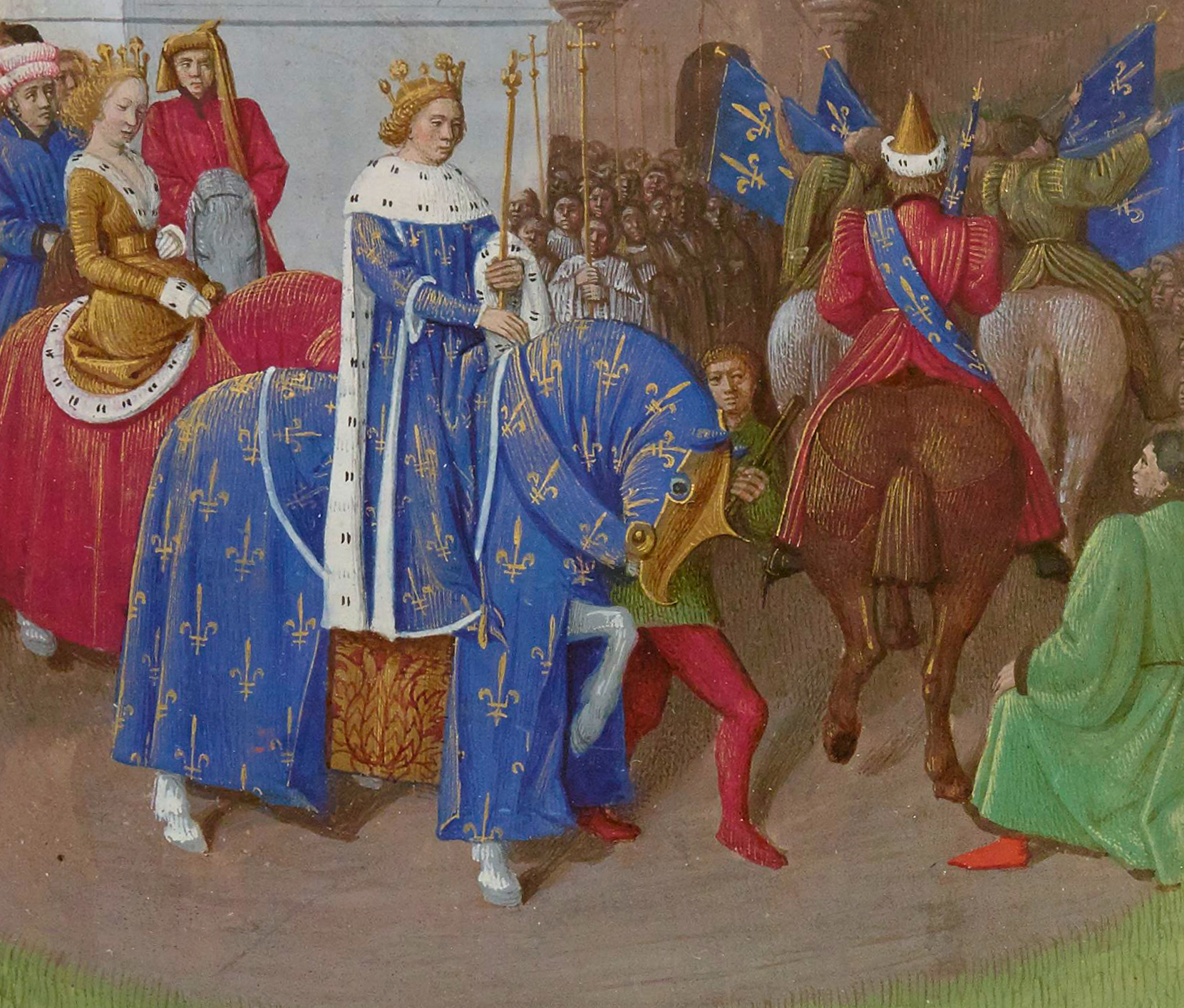 Illumination of Jean II in a horseback procession.